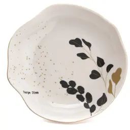 Lot de 2 assiettes creuse carpe diem  en grès  décoré