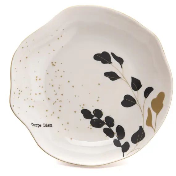 Lot de 2 assiettes creuse carpe diem  en grès  décoré