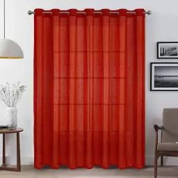 Voilage grande largeur à paillettes polyester rouge 260 x 300