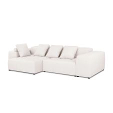 Canapé d’angle 4 places en tissu structuré blanc