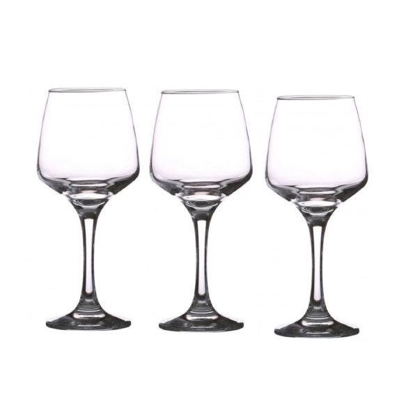 Verre à vin sur pied en verre transparent 29,5cl – Lot de 3