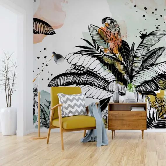 Papier peint panoramique dans la jungle 375 x 250 cm vert