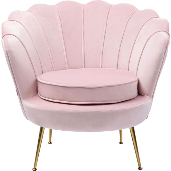 Fauteuil en velours rose et acier doré