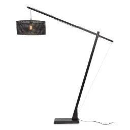 Lampadaire bambou abat-jour bambou noir, h. 207cm