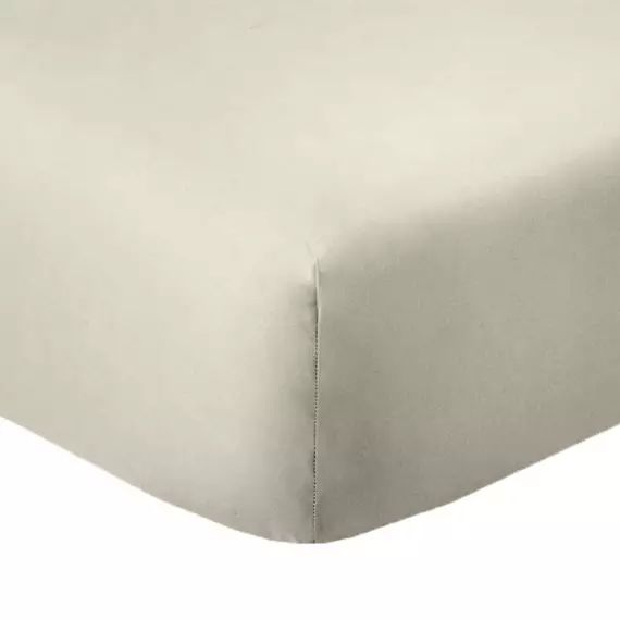 Drap housse 2 places coton beige ivoire 160×200 cm