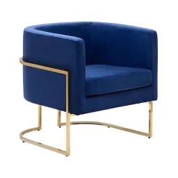 Fauteuil club en velours bleu foncé