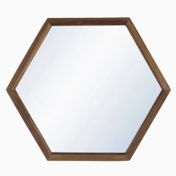 Miroir hexagonal en teck recyclé 50×43