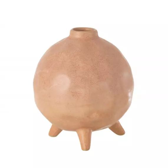 Vase rond sur pied en céramique saumon 15x15x17 cm