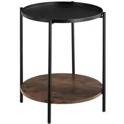 Table d’appoint SUNDERLAND 45,5×54,5cm effet bois foncé industriel