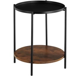 Table d’appoint SUNDERLAND 45,5×54,5cm effet bois foncé industriel