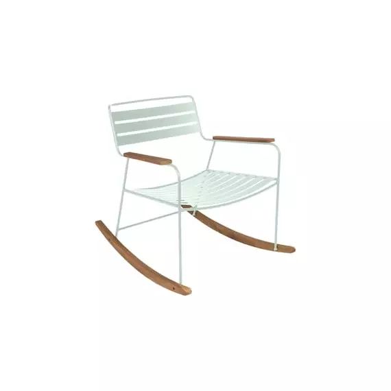 Rocking chair Surprising en Métal, Teck – Couleur Vert – 69 x 89 x 76 cm – Designer Harald Guggenbichler