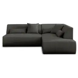 Canapé modulable 5 places angle droit en tissu gris foncé