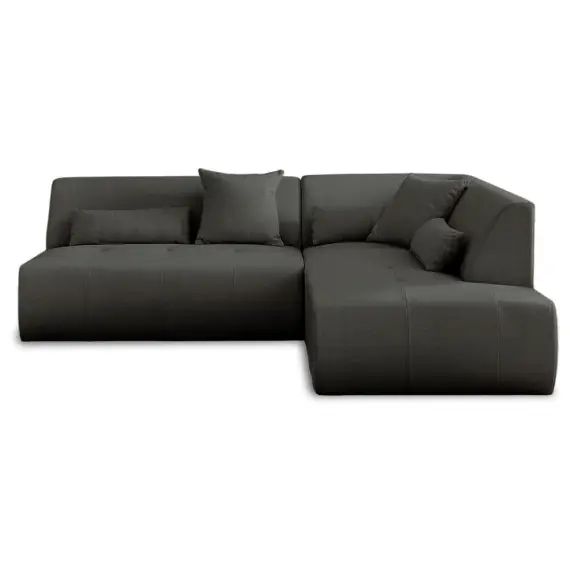 Canapé modulable 5 places angle droit en tissu gris foncé