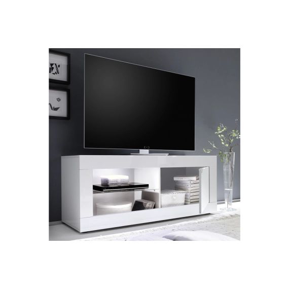 Meuble TV design blanc laqué L140 cm LATTE