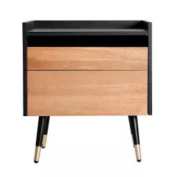 Table de chevet en bois et fer en noir et marron 50x40x57