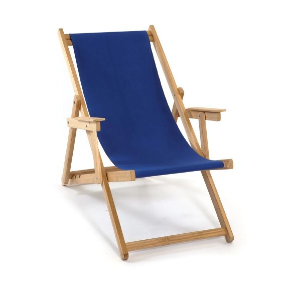 Chilienne de jardin en bois d&rsquo;Eucalyptus avec toile bleue