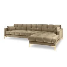 Canapé d’angle 5 places en velours beige