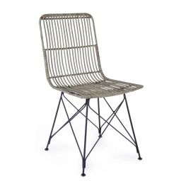 Chaise design rotin naturel gris