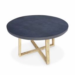 Table en fibre de ciment D 120cm piÃ¨tement en bois gris