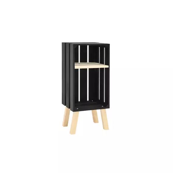 Table de chevet en bois verticale couleur noire