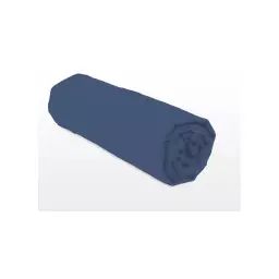 Drap housse coloré 100% coton – Bonnet 25cm – Bleu – 180×200 cm