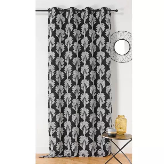 Rideau imprimé en fils recyclés polyester noir 240 x 140