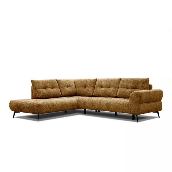Canapé d’angle gauche 5 places tissu doré