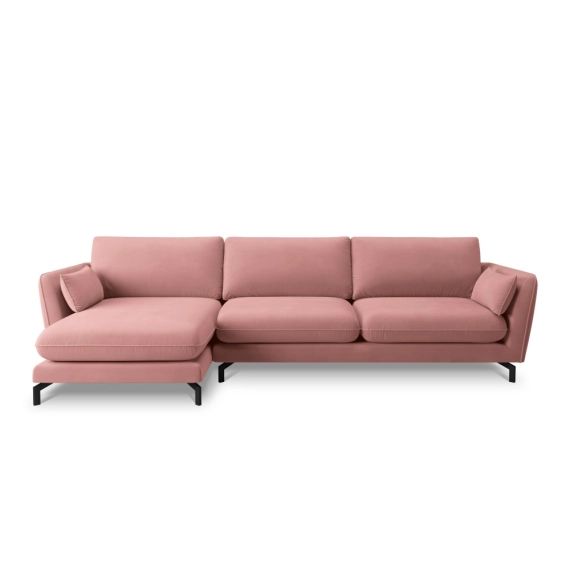 Canapé d&rsquo;angle 5 places en velours rose