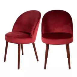 Barbara – Lot de 2 chaises en velours – Couleur – Rouge