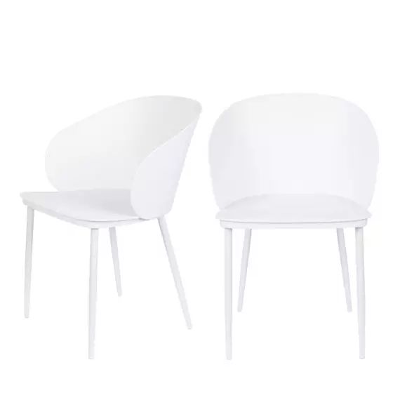 Gigi – Lot de 2 chaises en résine et métal – Couleur – Blanc