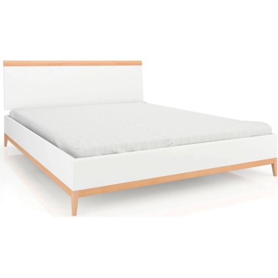 Lit avec tête de lit sommier massif clair blanc 90x200cm