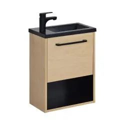 Meuble lave-mains effet bois clair