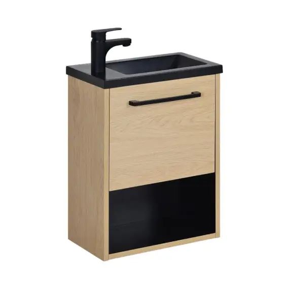 Meuble lave-mains effet bois clair