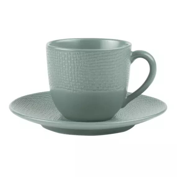 lot de 6 – Tasse à café et sous-tasse    12 cl  en grès  bleu