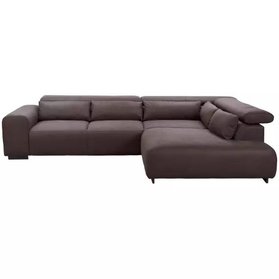 Canapé d&rsquo;angle droit 4 places en tissu SIDE coloris marron