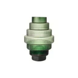 Vase Steps en Verre, Verre soufflé bouche – Couleur Vert – 33.02 x 33.02 x 30 cm