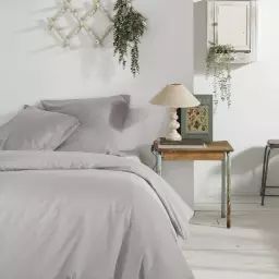 Parure de lit uni gris clair 260×240
