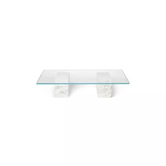 Table basse Mineral en Verre – Couleur Blanc – 87.72 x 87.72 x 25 cm – Designer Trine Andersen