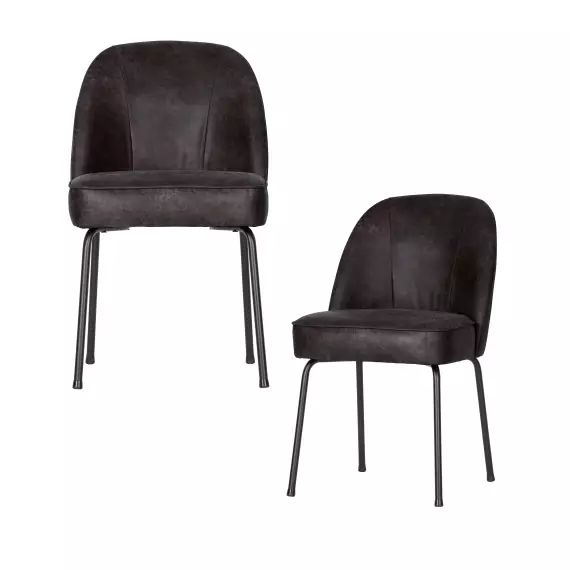 Chaise de table en cuir noir