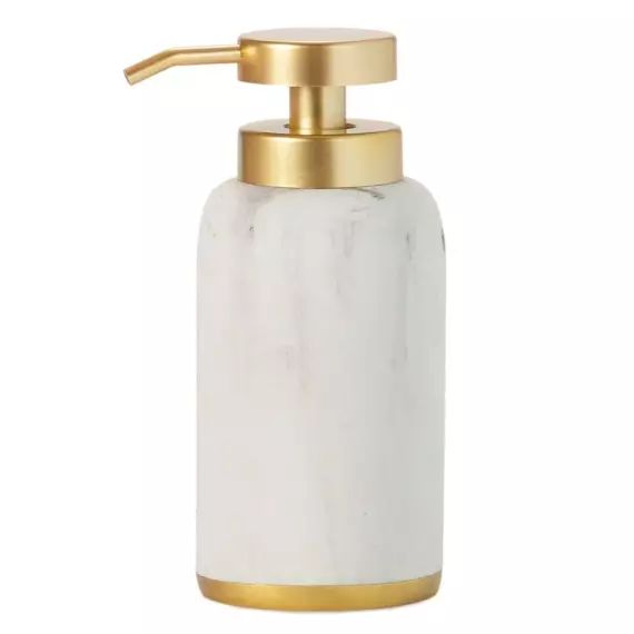 Distributeur de savon résine effet marbre blanc et doré