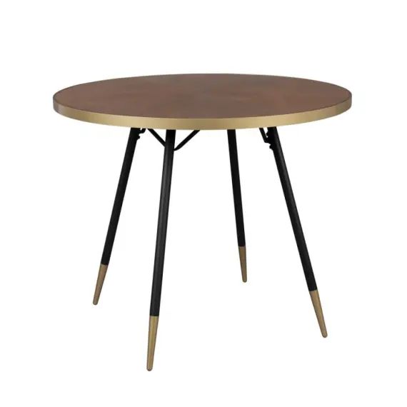 Table à manger ronde D91cm métal / bois foncé