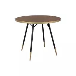 Table à manger ronde D91cm métal / bois foncé
