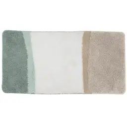 Tapis de bain en polyester fantaisie vert et beige 60x120cm
