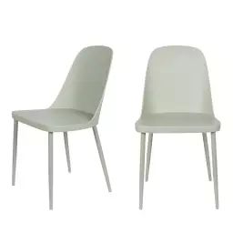 Pip – Lot de 2 chaises en résine et métal – Couleur – Vert d’eau