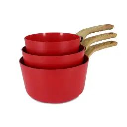 Set de 3 casseroles en aluminium rouge –  compatible induction