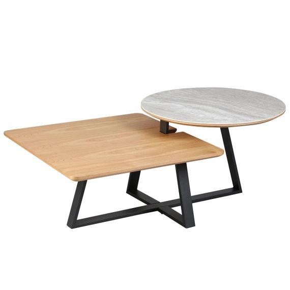 Table  basse 2 plateaux bi-matière