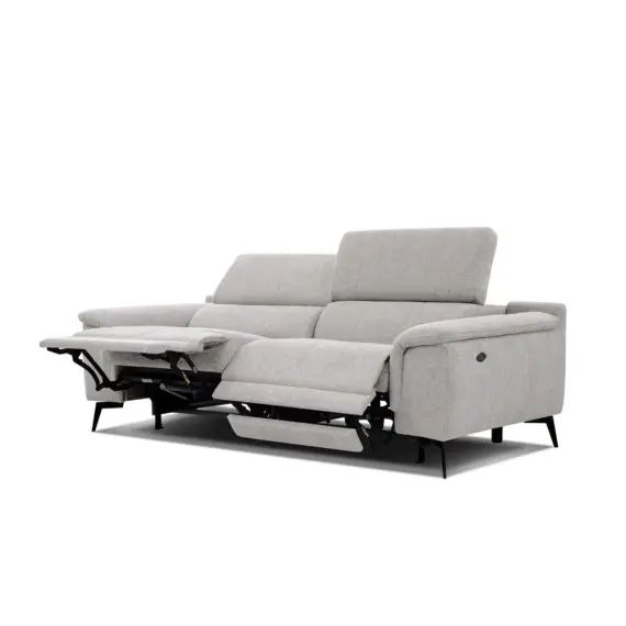Canapé droit 3 places avec 2 relax  électriques tissu beige clair