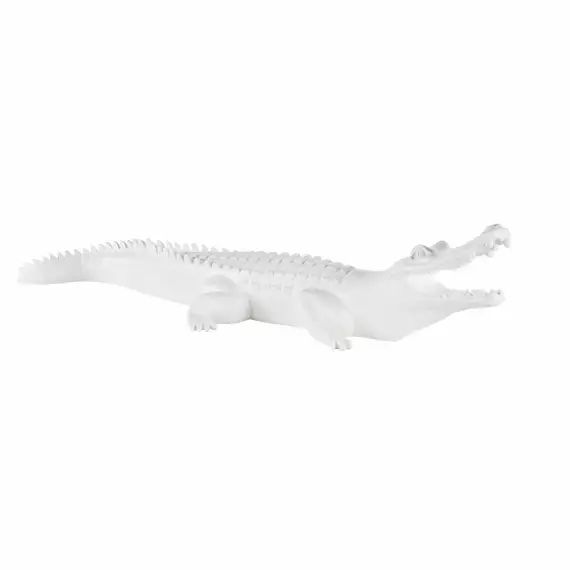 Déco crocodile blanc mat L.88cm