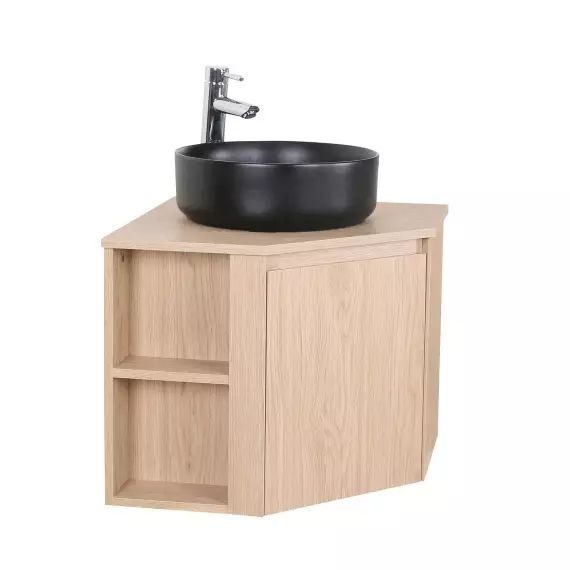 Ensemble meuble simple vasque décor chêne  45cm + vasque