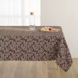 Nappe tissé jacquard antitâche brun 140×200 cm